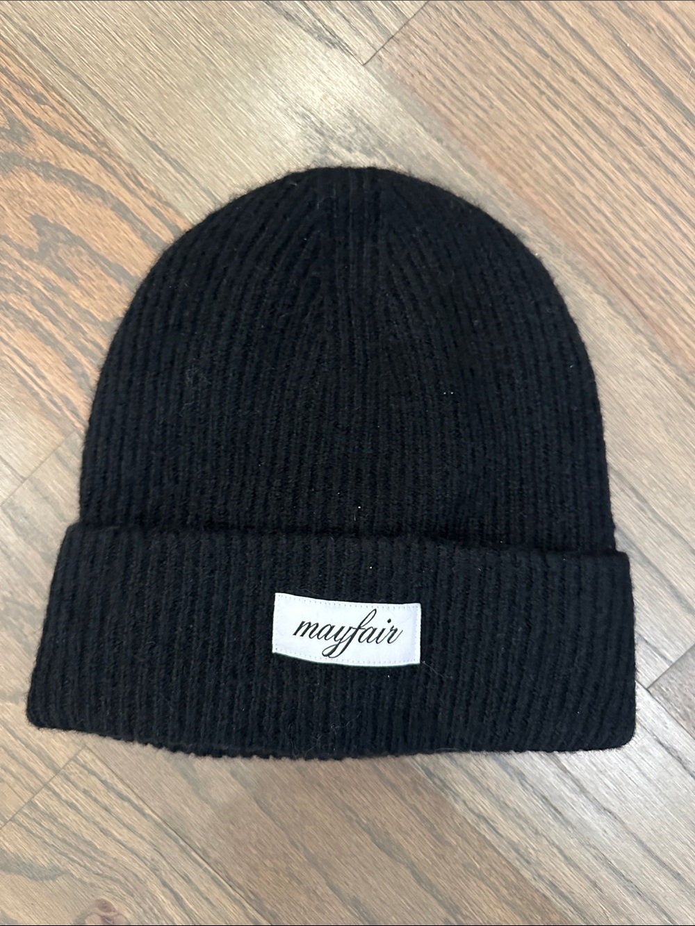 The Mayfair Group Black Ribbed Cuff Beanie